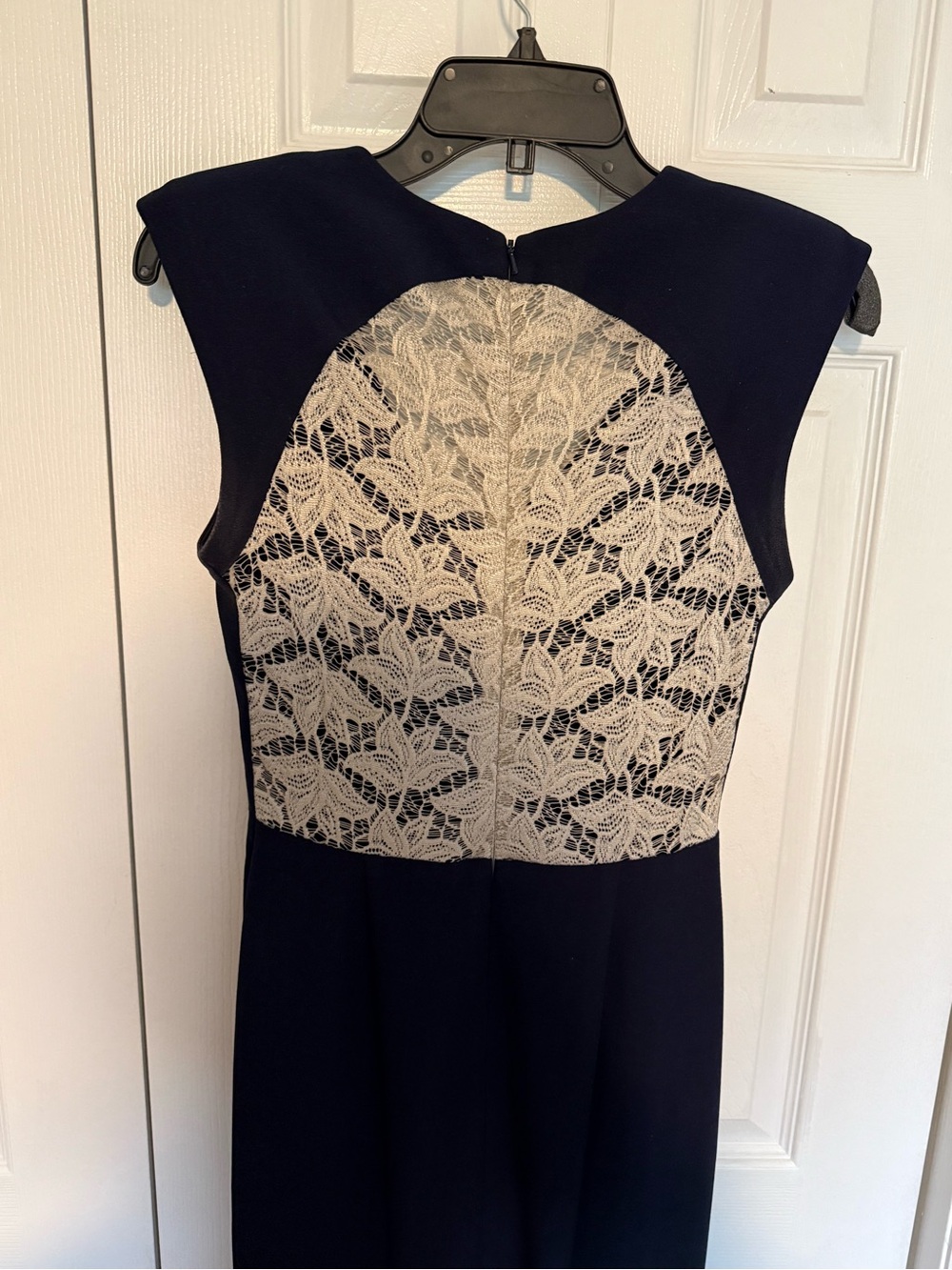 Black Halo Navy Dress with Cream Lace Back